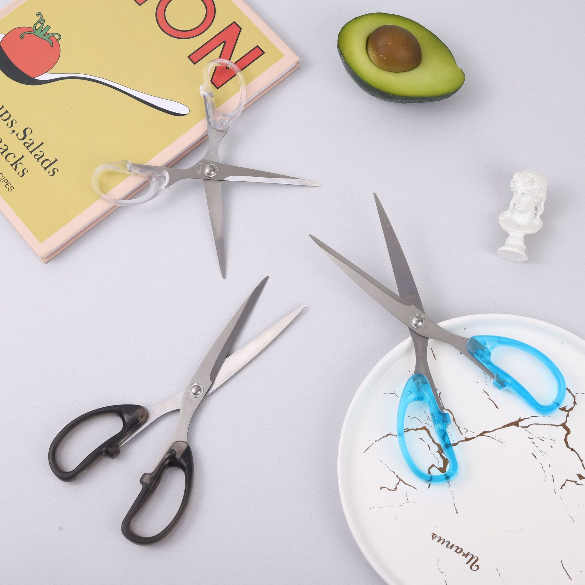 ins Print-free office clear frosted handle scissors Simple household hand cutting student diy stationery clippers Application Scenario