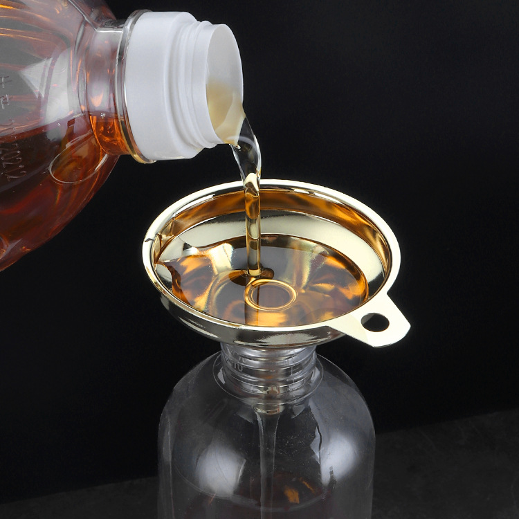 304 Funnel stainless steel gold-plated conical small funnel Liquid dispenser oil leak wine leak kitchen gadget details Picture