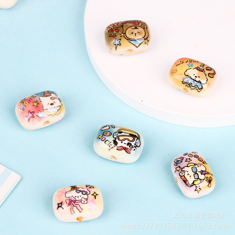 Cute dog bread beads, steamed bun beads, vertical hole acrylic beads, diy bracelet, mobile phone chain, head rope, accessories pic 5