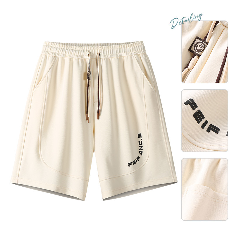 The new summer student heavyweight straight-leg five-inch trendy shorts are versatile for men and feature a sporty mid-length design with a broken waist for a casual look details Picture