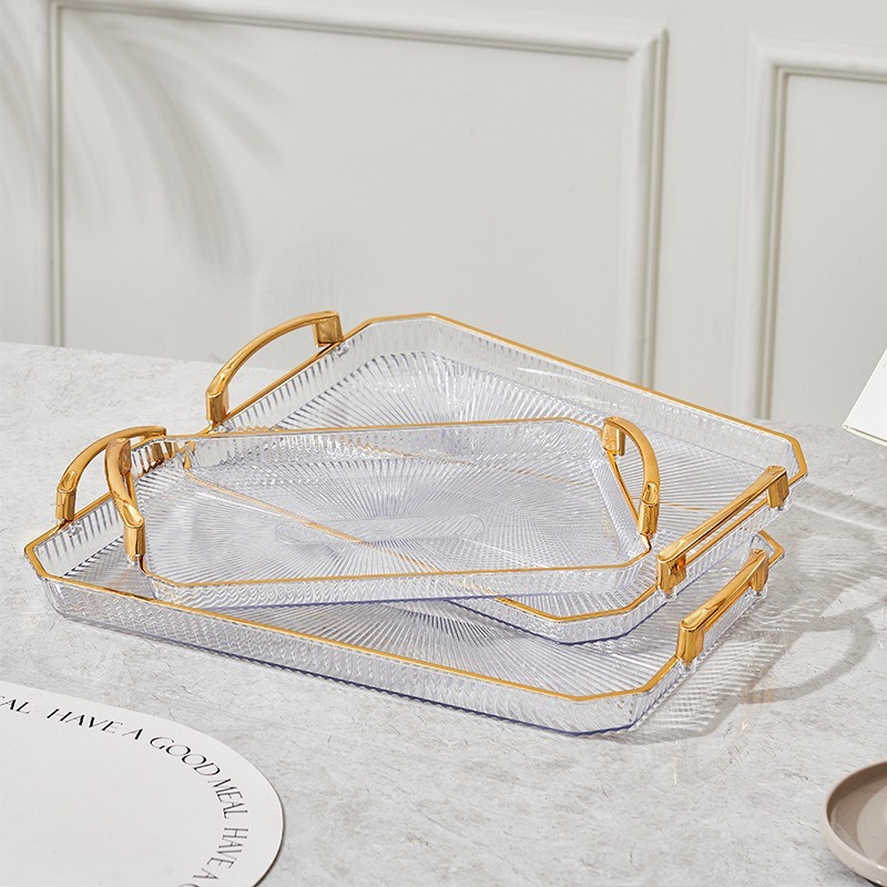 Phnom Penh transparent fruit plate, plastic PET tabletop, hand-held large plate, hotel reception coffee table, fruit basket manufacturer wholesale details Picture