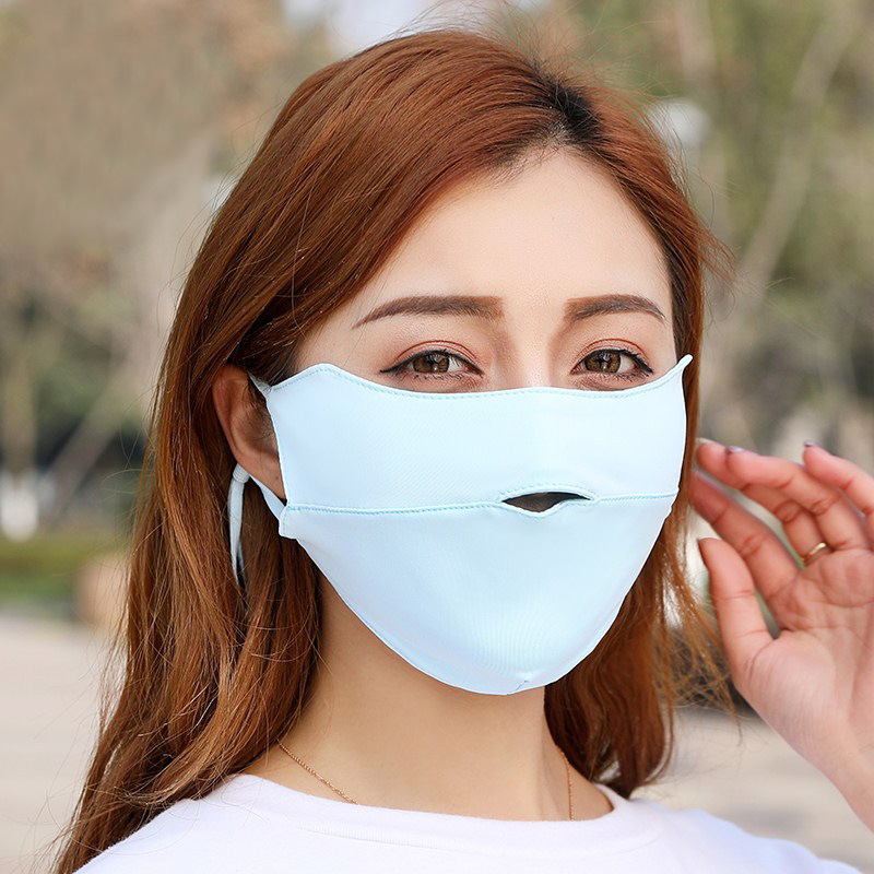 日本夏季露鼻开口骑车护眼角防紫外线薄款防晒冰丝口罩女透气面罩