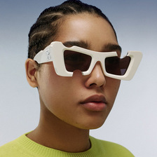 ins个性缺口嘻哈太阳镜女时尚复古方形大框眼镜欧美跨境潮流墨镜