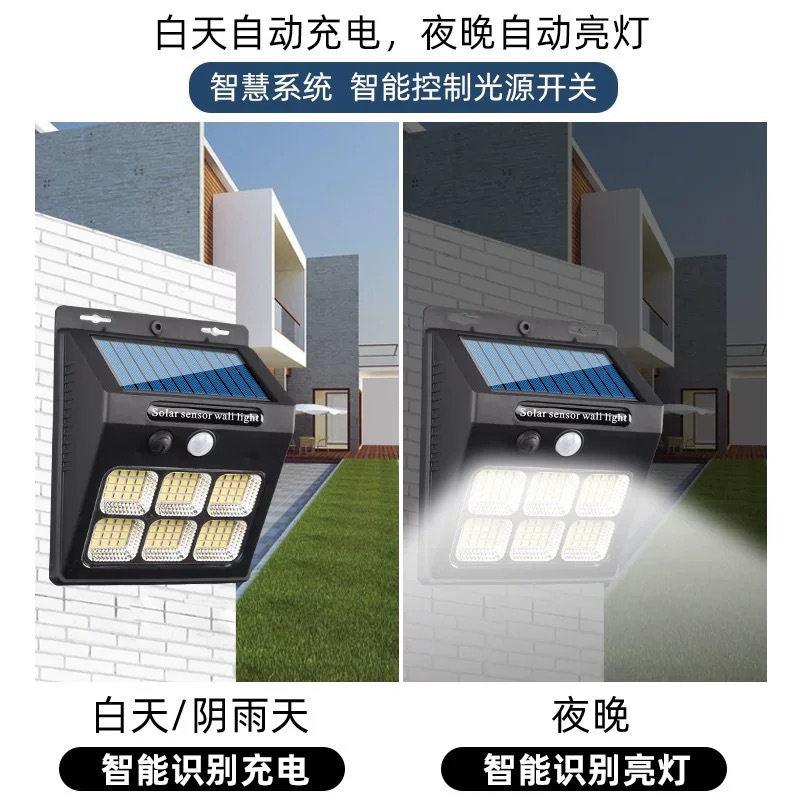 New solar LED courtyard outdoor household rural gate outdoor lighting human sensor waterproof wall lamp details Picture