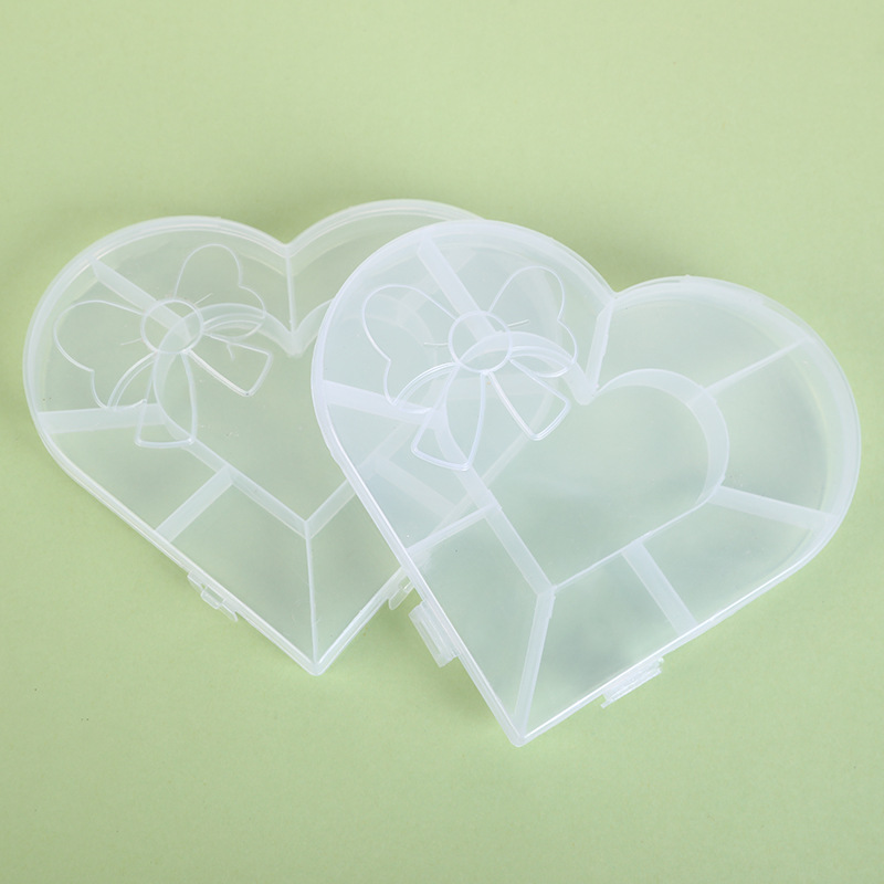 Creative heart-shaped plastic storage small parts, accessories and jewelry box, PP multi-compartment transparent heart-shaped storage box factory direct sales Application Scenario
