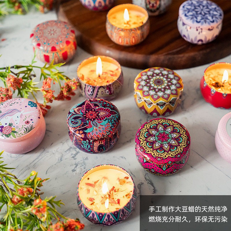 干花香薰蜡烛家用大豆蜡马口罐除异味无烟香氛蜡烛生日礼物伴手礼
