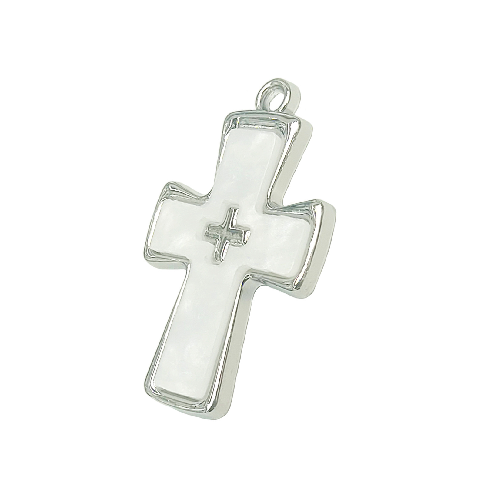 34*31mm new cross-shaped micro-inlaid acrylic pendant accessory, cross pendant earrings necklace Item Picture