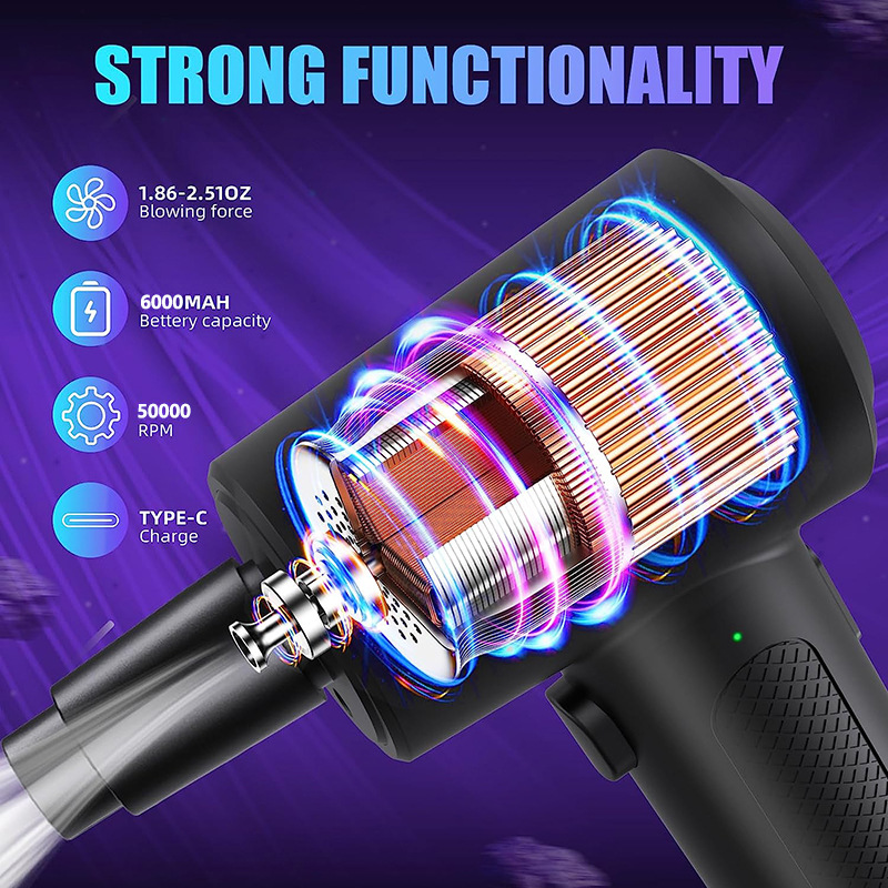 Original manufacturer's cross-border new products: portable dust blower, multi-functional car vacuum cleaner, cordless electric dust blower Specification image