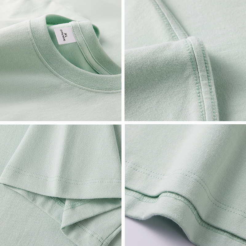 Heavy Cotton Short Sleeve T-Shirt Men's Loose Solid Color Base Shirt With Casual Men's T-Shirt White Summer Clothes Specification drawing