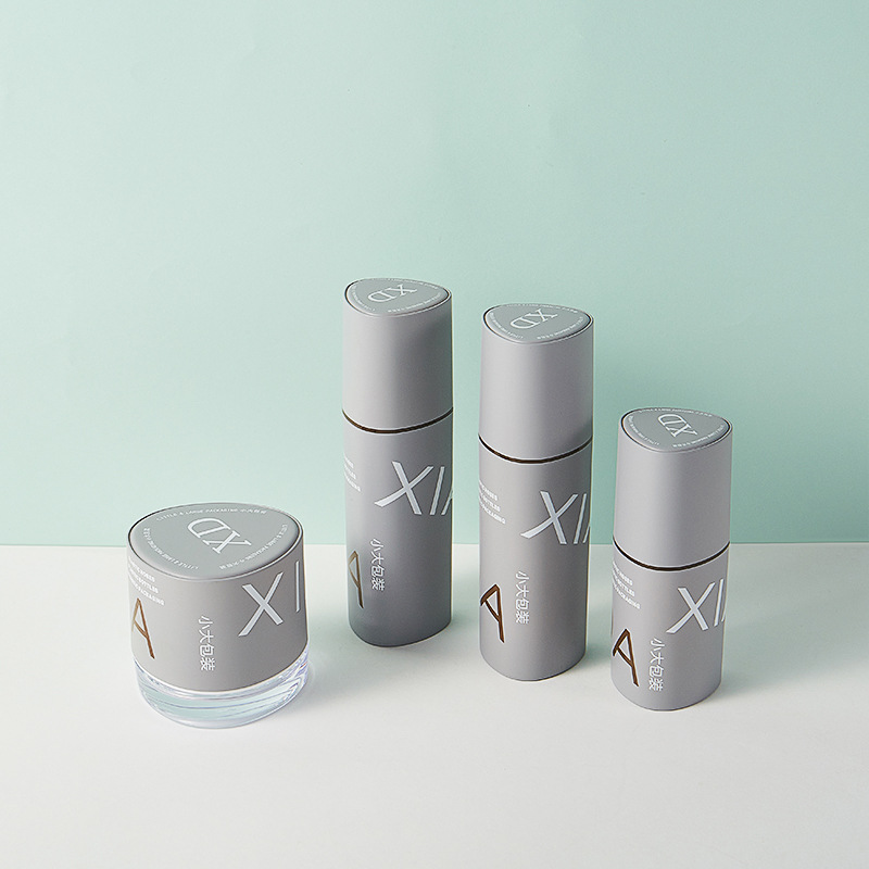 Cosmetic bottle packaging materials: triangular, oval, silver-gray set bottle packaging containers for beauty and skin care products Specification image