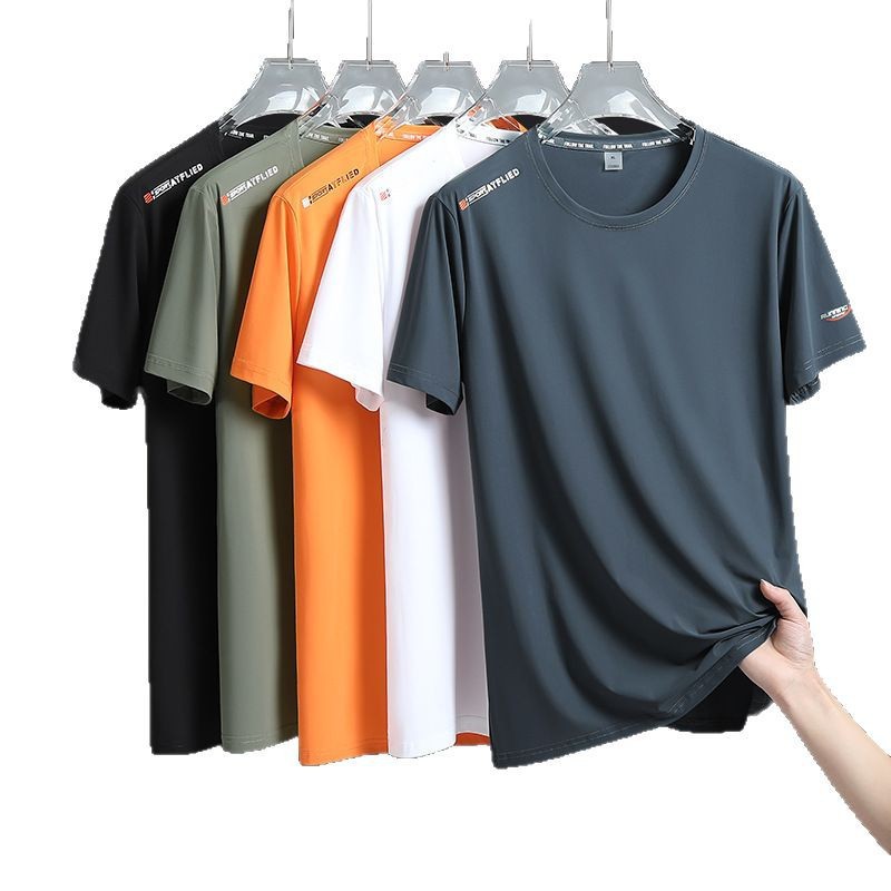 Ice Silk short-sleeved T-shirt, a summer thin men's and women's trendy brand, loose large-sized printed sports and fitness quick-drying half-sleeved T-shirt Item Picture