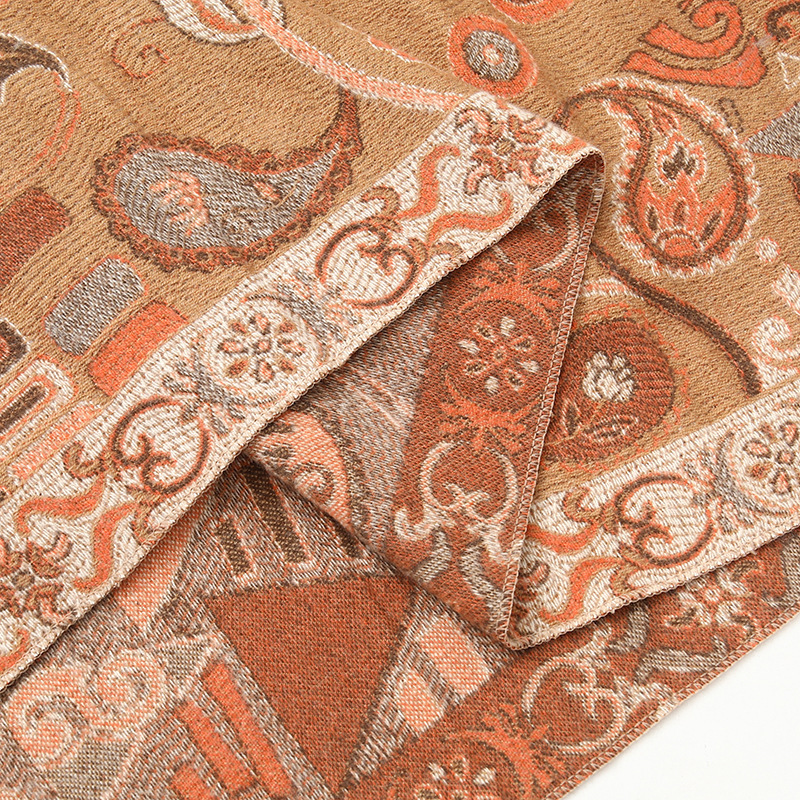 Jacquard Scarf Women Winter Thickened Warm National Wind Shawls Senior Sense 2024 New Imitation Cashmere Scarf Wholesale Specification drawing