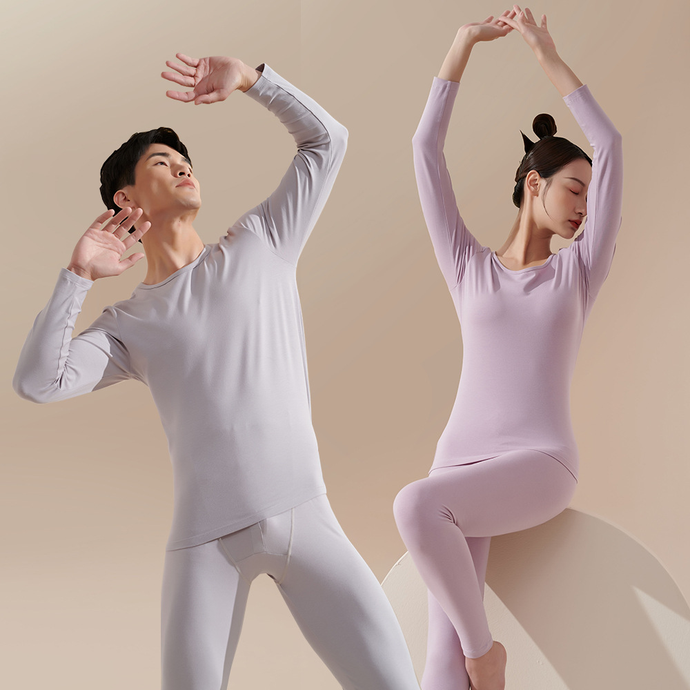 Wholesale of pure cotton thermal underwear for men and women in 2022, mid-thin tops for autumn, winter base layers, and long Johns details Picture