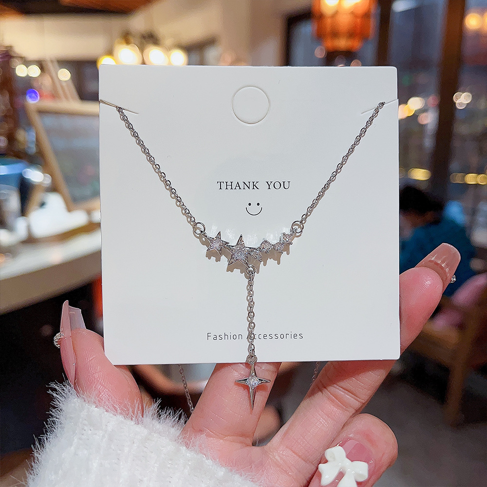 Personality Design Full Star Necklace Small Luxury Temperament Micro Inset Zircon Pendant Female Senior Sense Clavicle Chain Wholesale Application Scenario