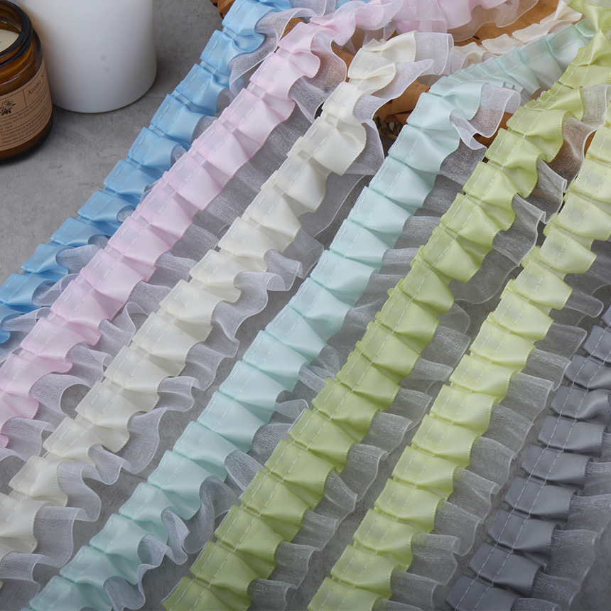 4cm polyester snow yarn with pleated lace toys in stock, DIY craft clothing accessories, discounted lace Application Scenario