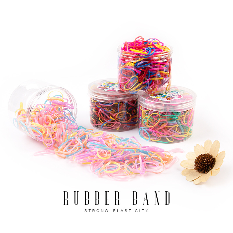 New Boxed Hair Rope Black Large Round Bottle Color High Elastic Scrunchie Strong Pull Constant Children Disposable Small Rubber Band Specification drawing