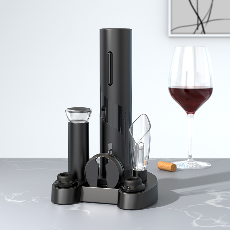 Creative Electric Bottle Opener Cross-Border Independent Station Dry Charging Optional Six-In-One Base Electric Wine Bottle Opener details Picture