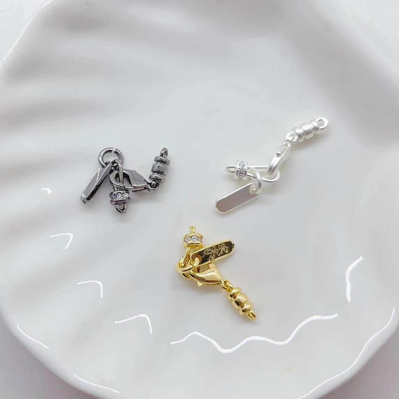 Copper electroplated 14 gold color-preserving hook diy necklace bracelet clasp micro-inlaid zircon detachable link clasp