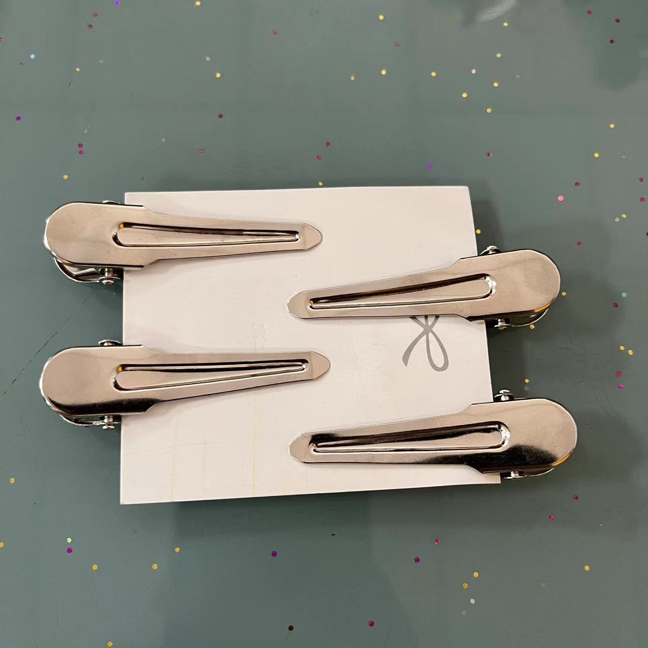 Silver Senior Cold Wind Metal Duck Beak Clip Wave Water Drop Hair Clip Sweet Cool Liu Seaside Clip Wholesale New details Picture