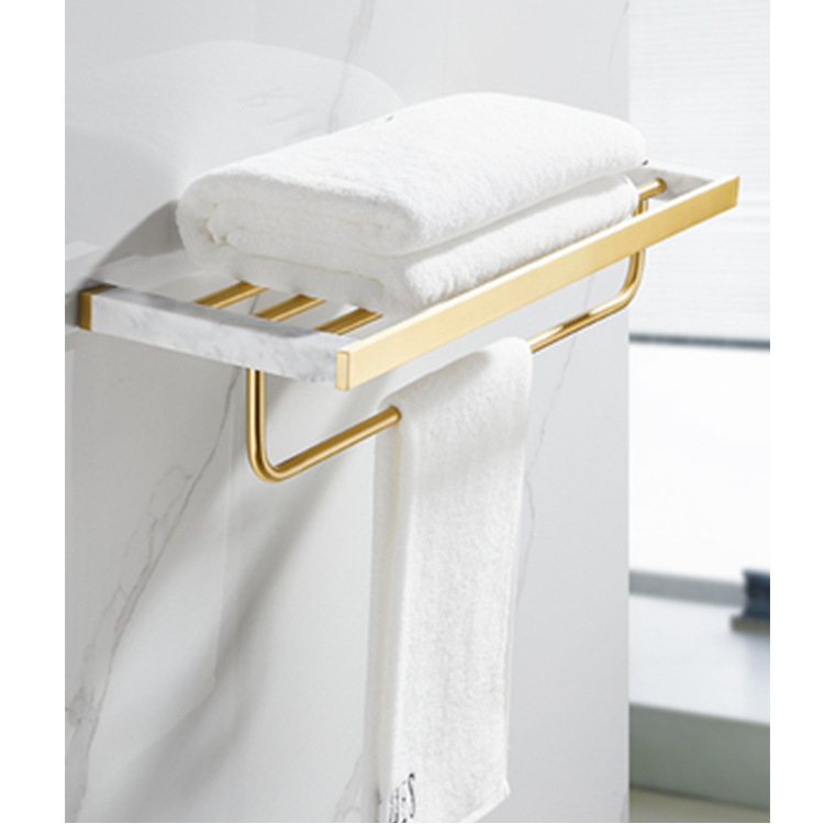 Nordic Light Luxury Gold Full Copper Bath Towel Rack Bathroom Bathroom Gold Towel Rack Weighted Hardware Pendant Set details Picture