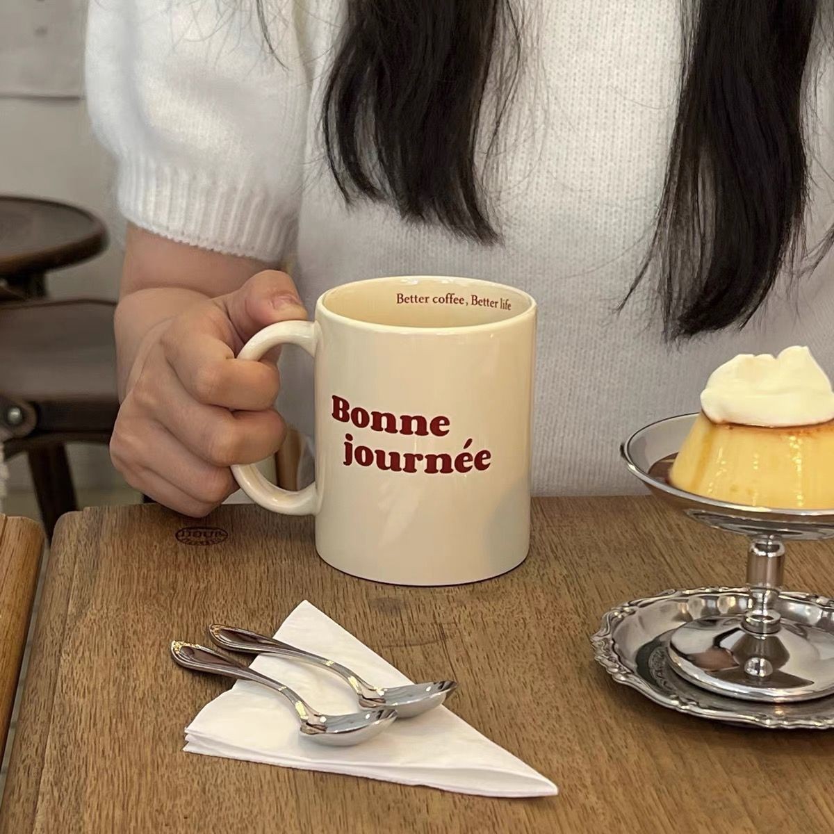 Couple French ceramic cups, ins style, high appearance level - mugs, heat-resistant best friend cups, milk cups, coffee cups