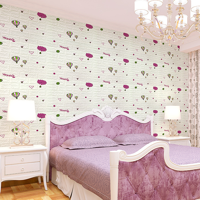 Wallpaper Self-Adhesive 3D Three-Dimensional Wall Paste Waterproof Moisture-Proof Wallpaper Warm Children's Room Foam Background Wall Decoration Stickers Application Scenario