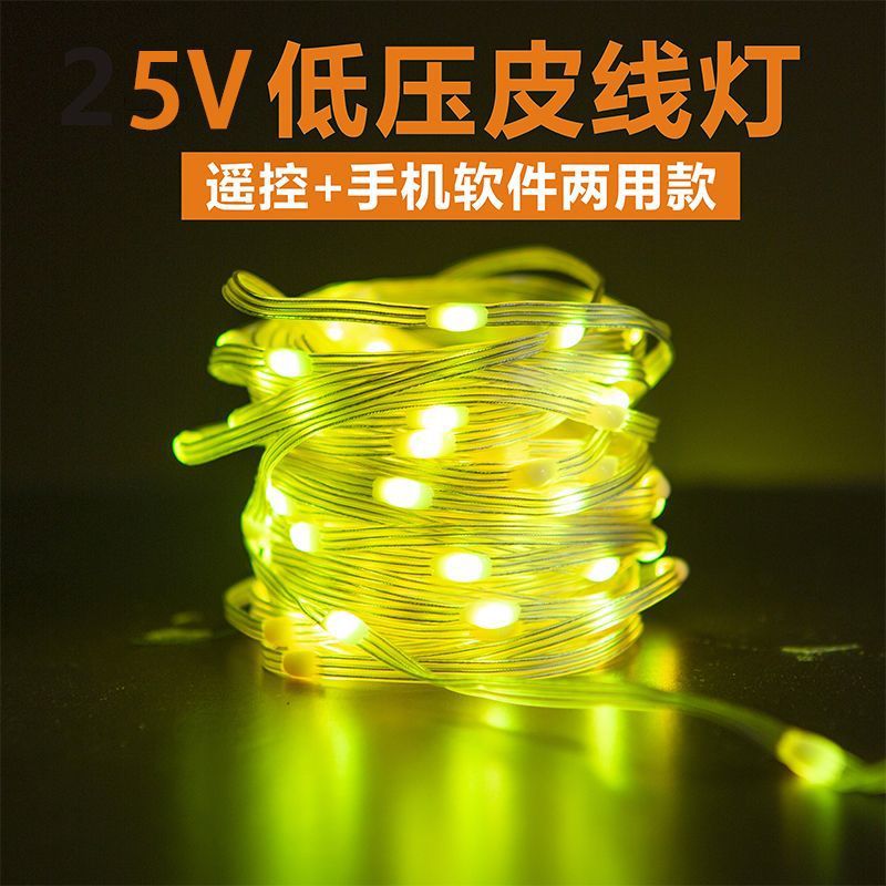 Iridescent leather thread lights, voice-controlled string lights, Bluetooth, horse racing, flowing water, Christmas lights, voice-controlled music rhythm light factory details Picture