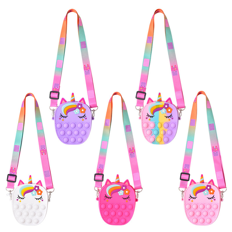Cross Border Rat Killer Pioneer Second Generation Flower Unicorn Crossbody Bag Bubble Joy Relief Silicone Rat Killer Pioneer Bag Item Picture