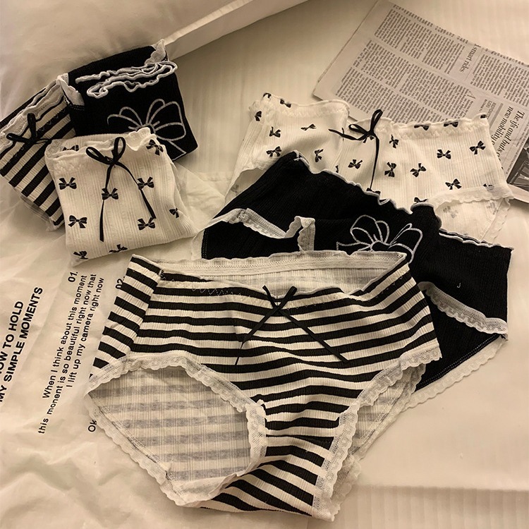 Japanese-style Lolita girls' cute pure cotton underpants for women, comfortable and breathable all-cotton antibacterial crotch knitted women's briefs Specification image