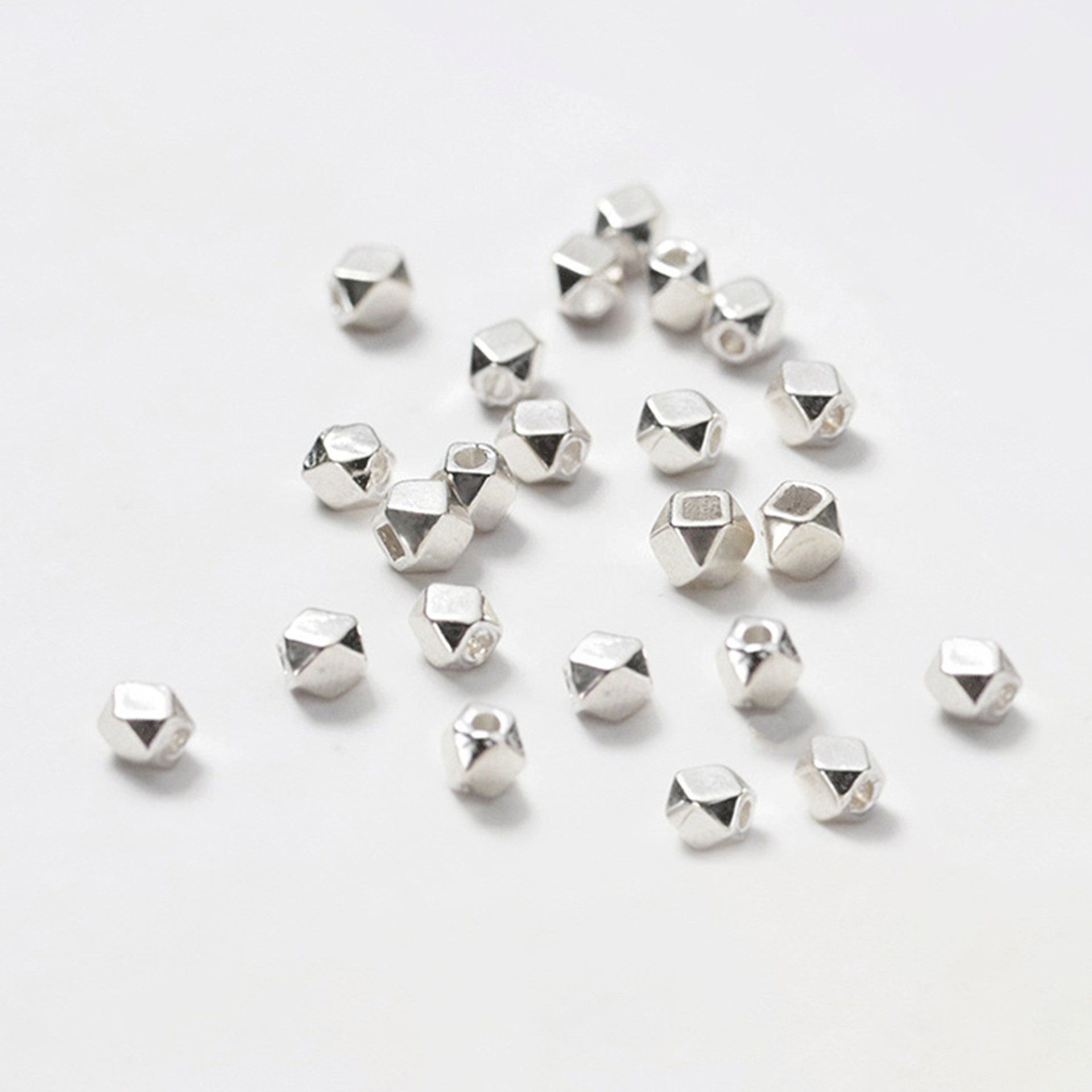 Handmade Diy Rope Weaving Material Chiang Mai Handmade Silver Bead Cutting Bead S925 Sterling Silver Loose Bead Beaded Crystal Accessories Item Picture