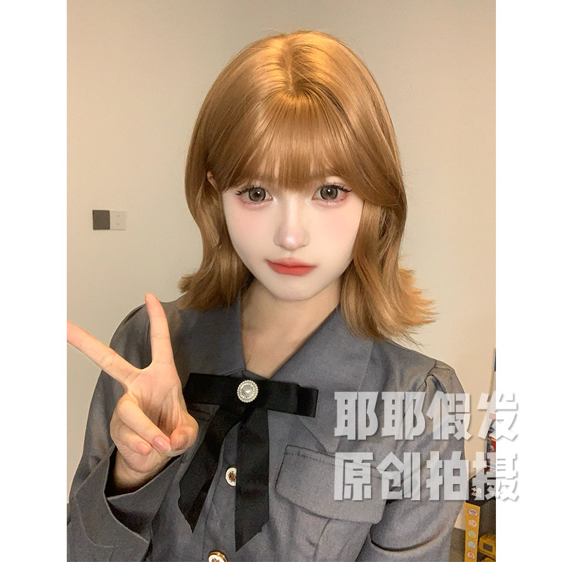 耶耶假发女日常网红短发卷发lolita夏季新款自然全头套假