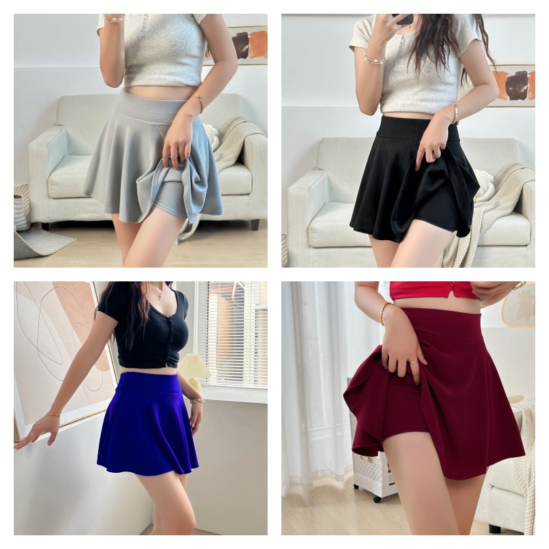 【Ap02】 Yi Black Cat New Women's Large Size Half Anti-Exposing Female Korean Version Sun Skirt Lined With Pleated Skirt Specification drawing