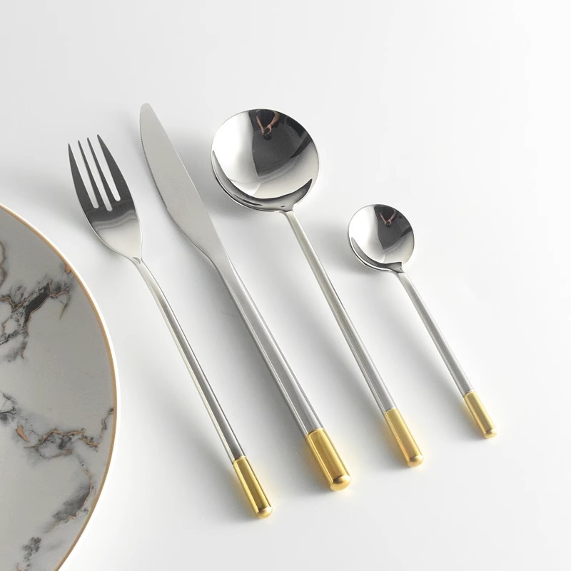 北欧ins镜光西餐具套装家用304不锈钢牛排刀叉勺咖啡搅拌勺高颜值