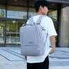 New solid-color business commuting backpack, practical large-capacity laptop bag, casual travel college student schoolbag details Picture