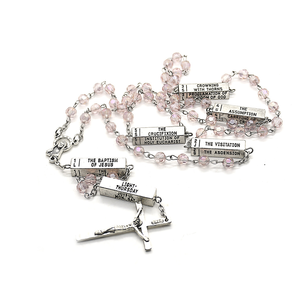 Cross-border source supply of crystal rosary, cross necklace, sweater chain