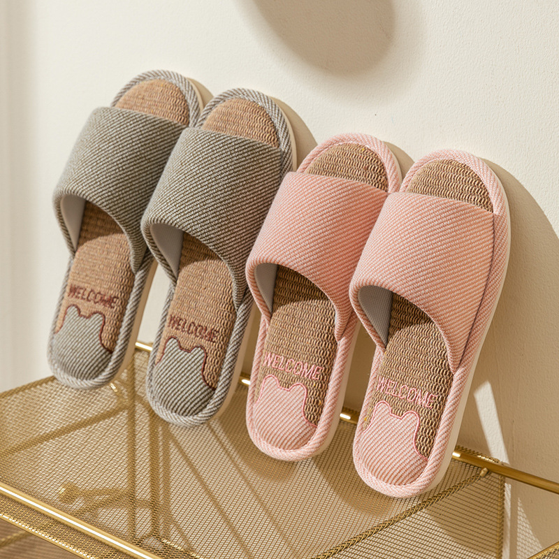 Linen slippers for women, summer indoor home, anti-slip home floor, all-season couple, cotton and linen cloth slippers for men Specification image