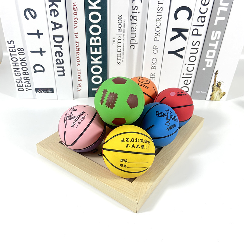 6cm mini rubber hollow basketball, high-elasticity ball, children's stress-relieving toy, patting ball, non-inflatable jumping ball Specification image