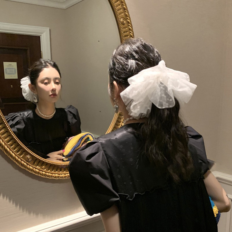 CANYI malla princesa fan elegante temperamento tiara flor tiara ribete influencers mismo estilo super grande doble ribete pelo grueso