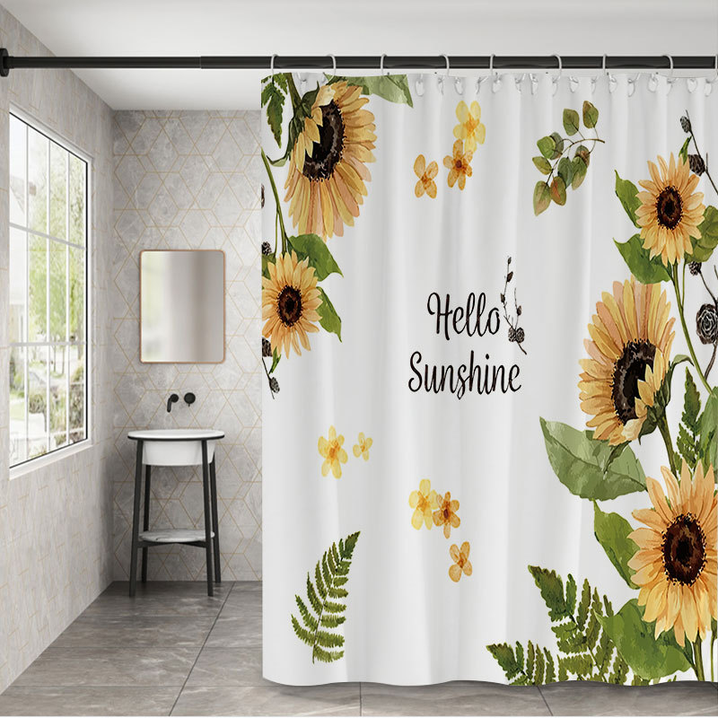 Digital Printing Waterproof Shower Curtain Bathroom Partition Curtain Waterproof And Mildew Overseas Amazon Cross-Border Wholesale details Picture