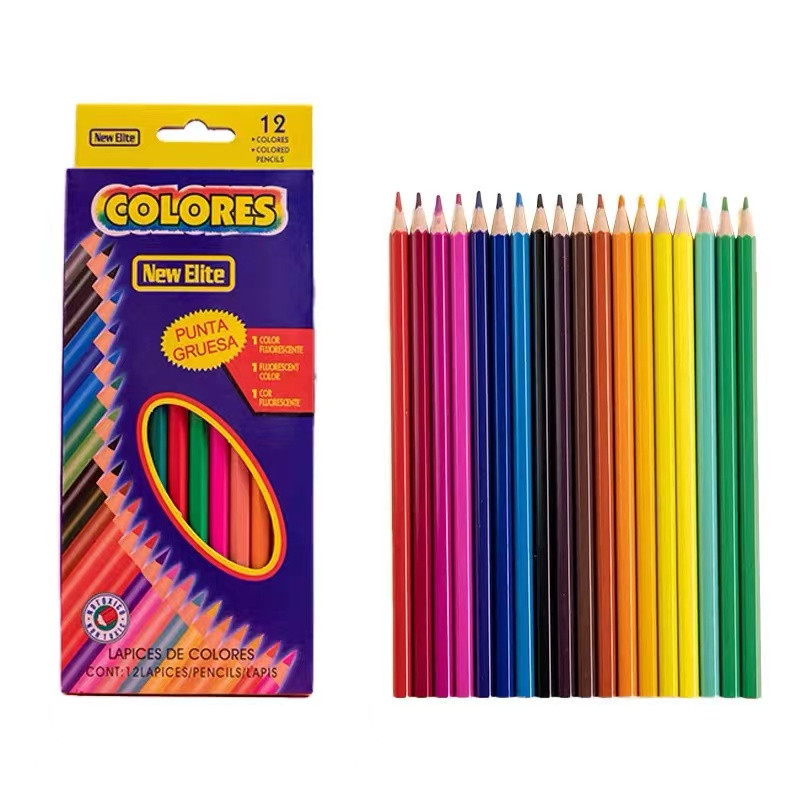 Wholesale 12-color pencils, children's drawing pens, long-handled colored pencils, 2-yuan student supplies