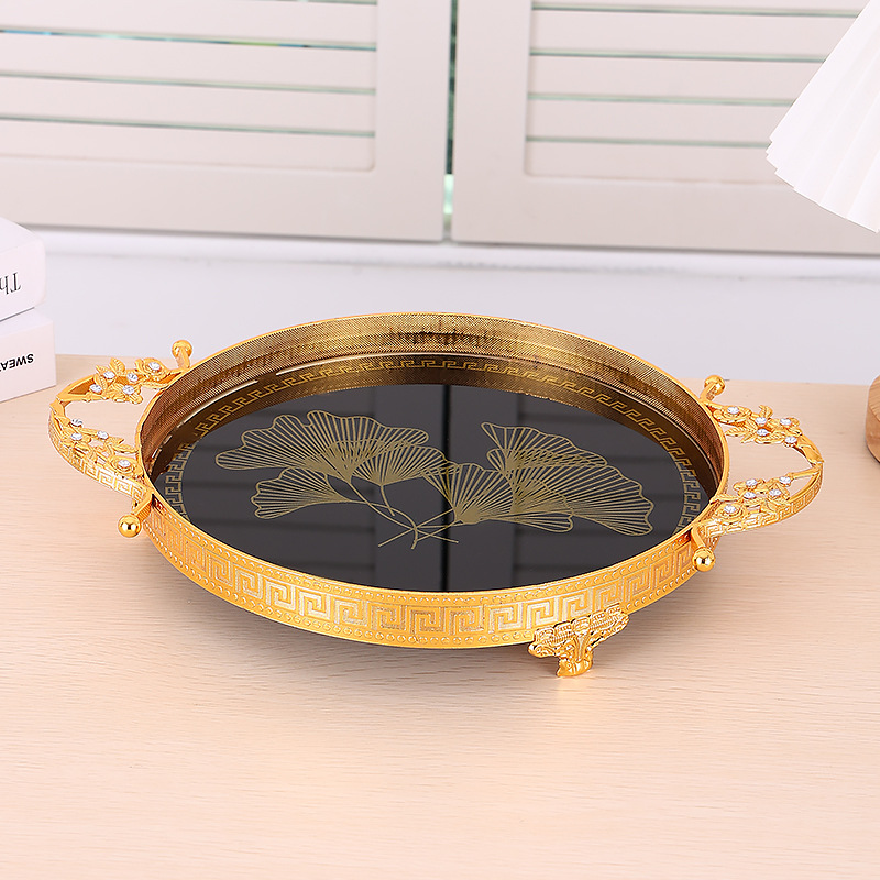 European Iron Art High-Grade Fruit Tray Home Living Room Coffee Table Candy Snacks Nuts Placed Tray Cake Dessert Table Specification drawing