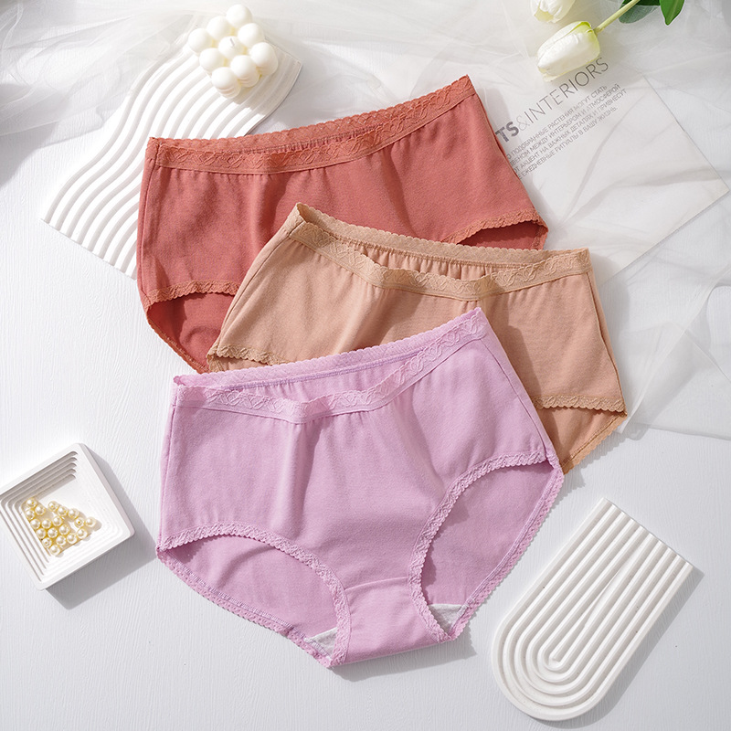 Pure cotton underwear for women, high-waisted and plus-size mommy pants, hip-hugging triangle pants, 40-count cotton breathable solid color women's underwear Specification image
