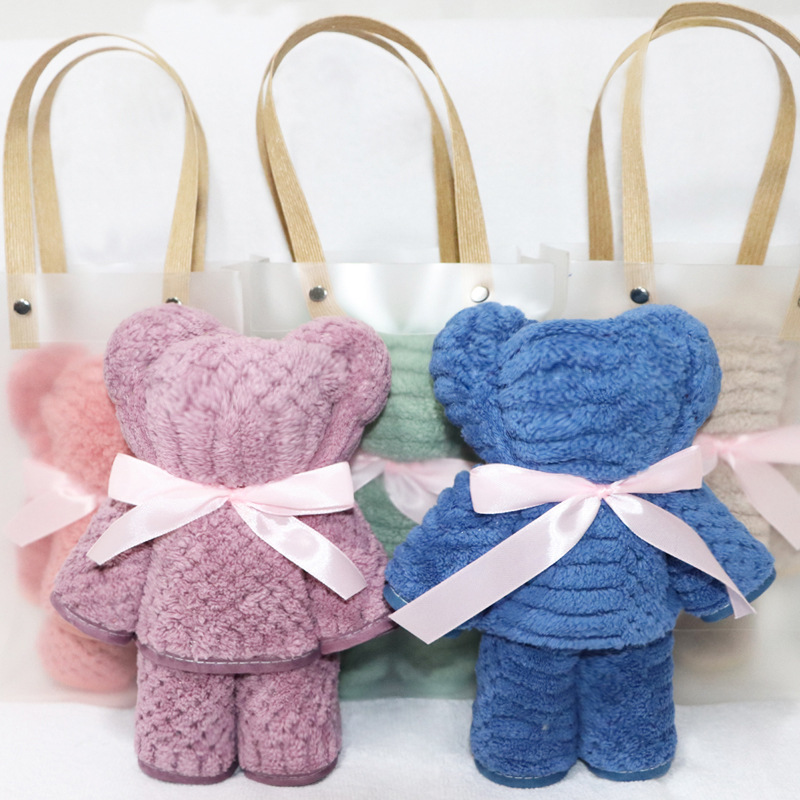 Bear towel gift with hand towel birthday wedding return gift Xi shop custom LOGO opening gift box