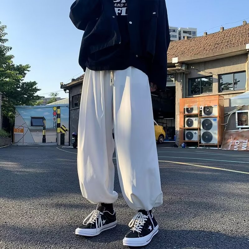 Men's autumn Harun pants, Japanese cityboy wide-leg casual pants, trendy brand straight-leg loose tight-fitting lantern pants details Picture