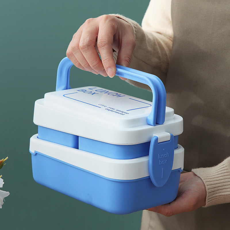 New Karle Double-Layer Portable Lunch Box For Students Square Sealed Lunch Box For Office Workers Can Be Heated details Picture
