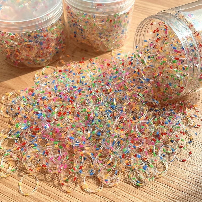 Banda de cuero desechable para niños anillo de pelo para mujeres no daña el cabello pequeño anillo de pelo para niñas pulgar cordón de cabeza baby color elastic band details Picture