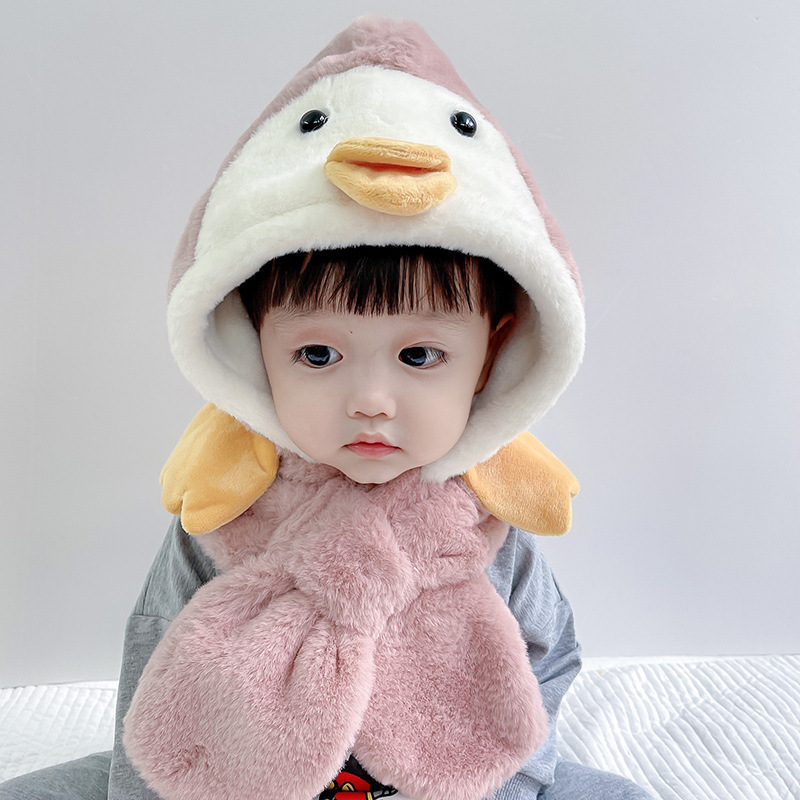 Children's Hat Autumn And Winter Baby Penguin Scarf One Cute Little Yellow Duck Warm Boys And Girls Ear Protection Warm Specification drawing