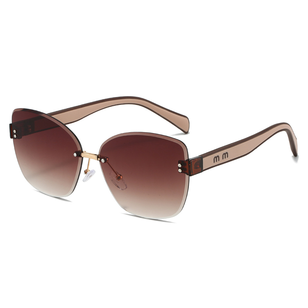 2025 New women's sunglasses, European and American fashion frameless trimmed sunglasses, slimming and UV-protective sunglasses Specification image