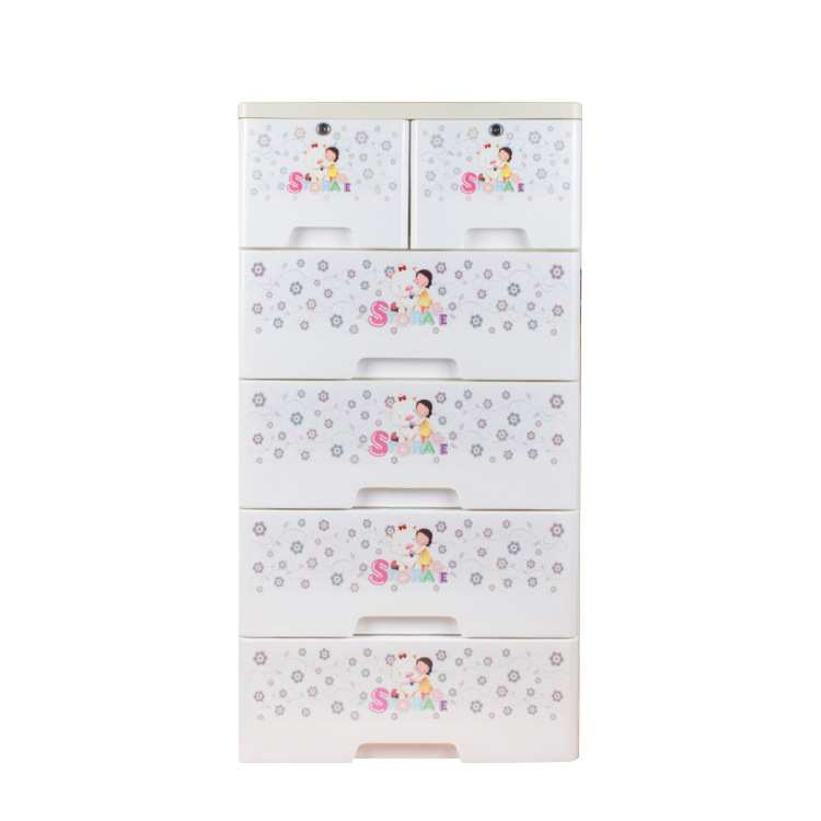Dormitory Home With Lock Arrangement Cabinet Bedroom Assembly Storage Cabinet Cabinet Thick Drawer Type Children's Wardrobe Item Picture