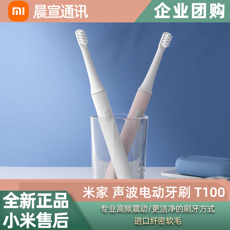 小米 电动牙刷T100家用声波牙刷高频震动软毛头牙刷情侣款充电式